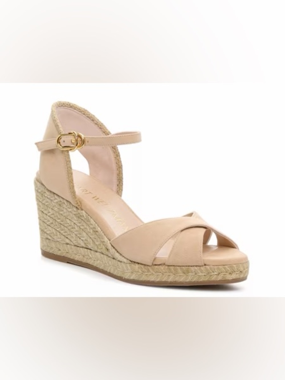 Stuart Weitzman Mirela Espadrille Wedge Sandal in Beige Suede